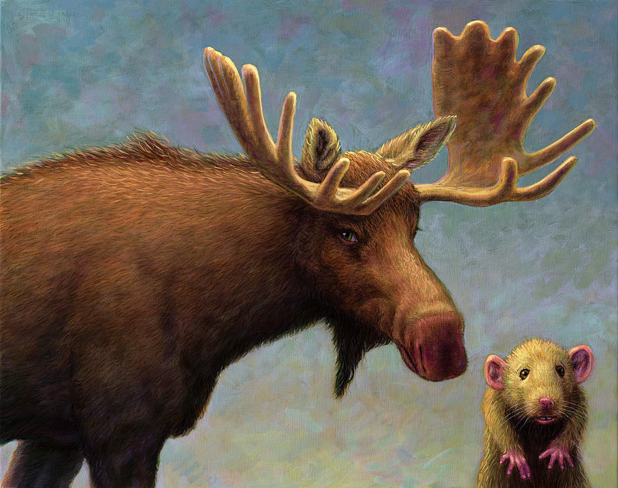 Study of Two Mammals Painting by James W Johnson