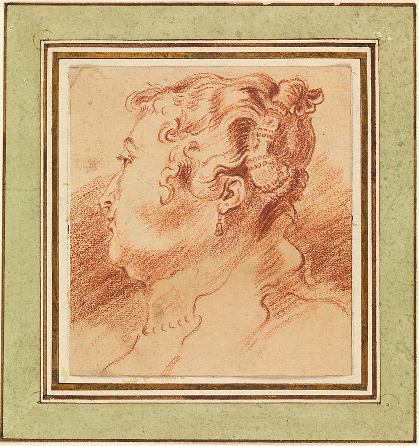 Study of Womans Head Drawing by Antoine Watteau