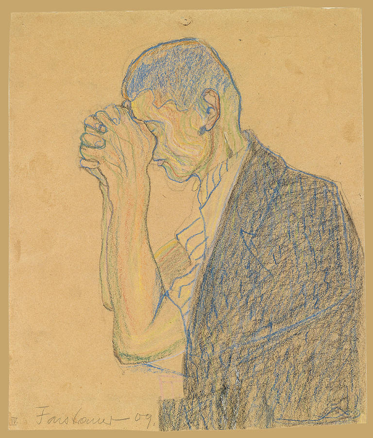 Study Praying Man Drawing by Anton Faistauer