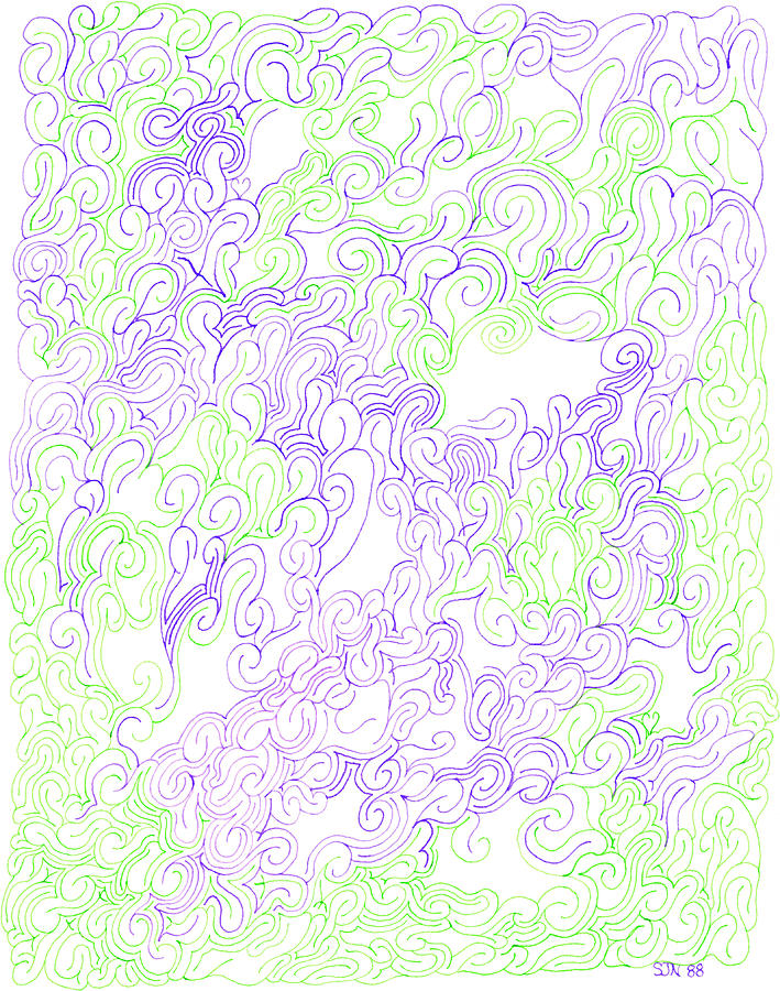 Study Purple and Green Drawing by Steven Natanson