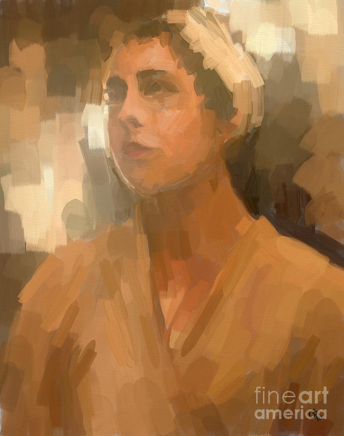 Study - Woman with Scarf Painting by Carrie Joy Byrnes