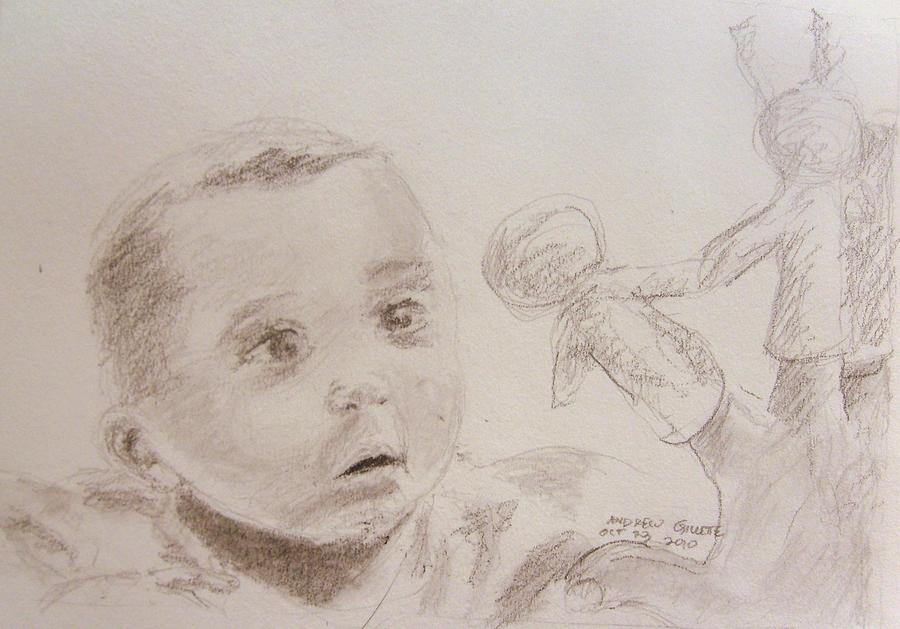Portrait Drawing - Studying Fingerpuppets by Andrew Gillette