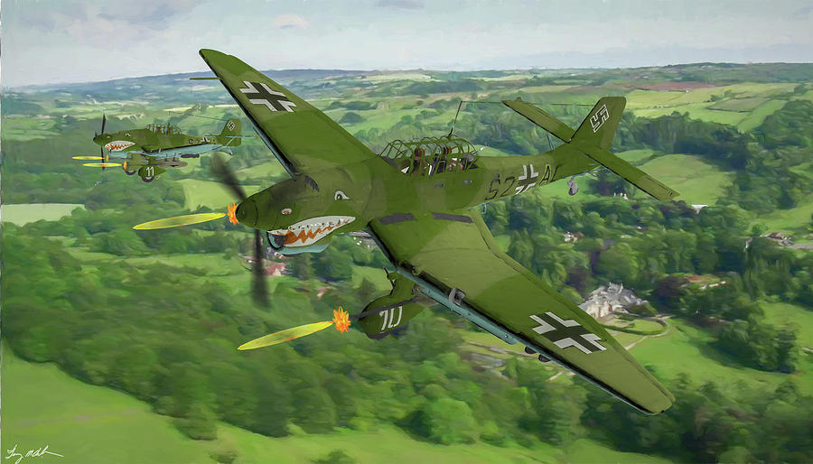 Stukas strafing the Russian Front - Oil Digital Art by Tommy Anderson