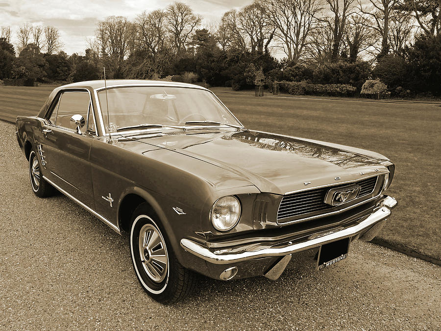 Stunning 66 Mustang in Sepia Photograph by Gill Billington
