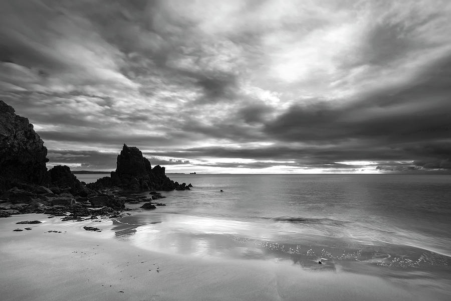 Stunning black and white sunrise landscape image of Barafundle ...