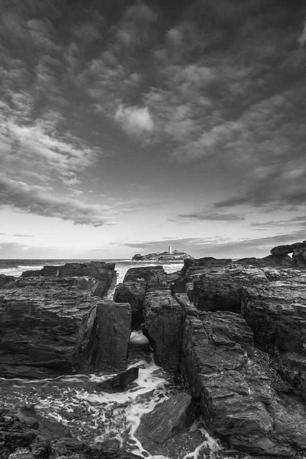 Stunning coastal black and white landscape with lighthouse Photograph ...