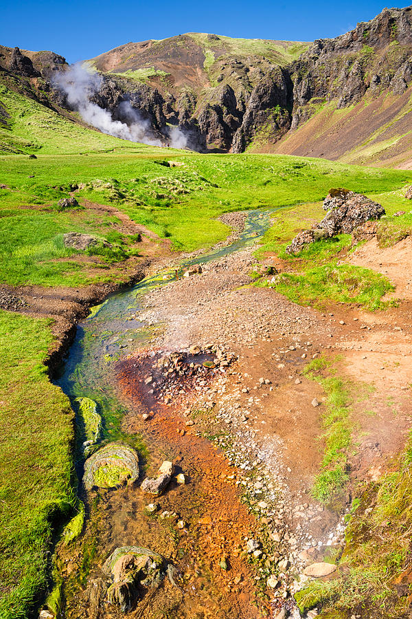 Stunning green orange and brown geothermal landscape in Iceland Photograph by Matthias Hauser