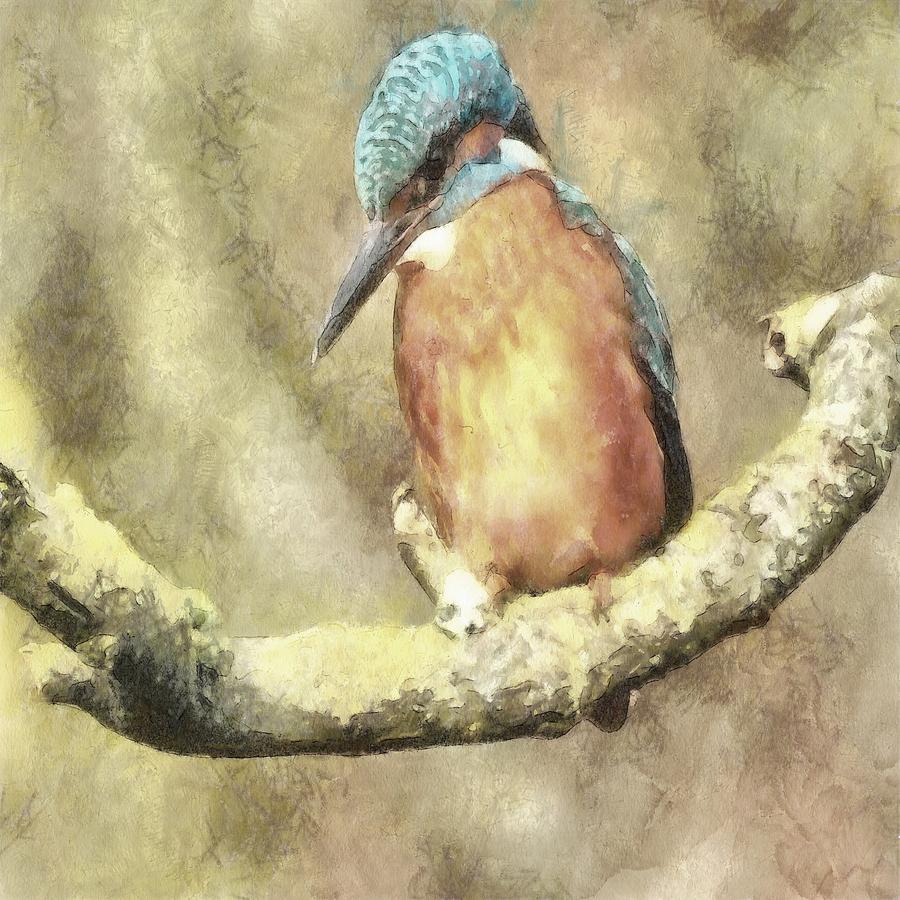 Stunning Kingfisher In Watercolor Painting by Taiche Acrylic Art
