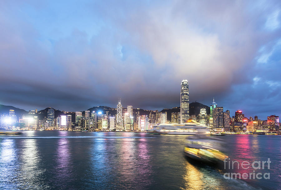 Stunning view of Hong Kong island at night.  Photograph by Didier Marti