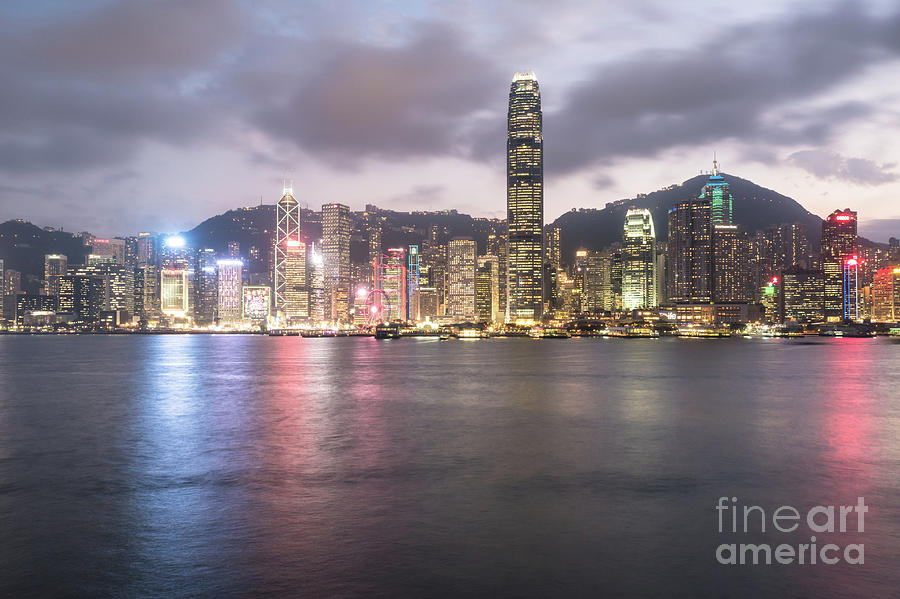 Stunning view of Hong Kong island Central business district skyl Photograph by Didier Marti
