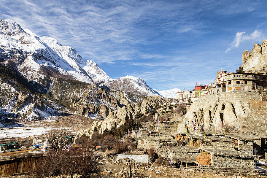Stunning view of the Annapurna mountain range and Braga monaster Photograph by Didier Marti