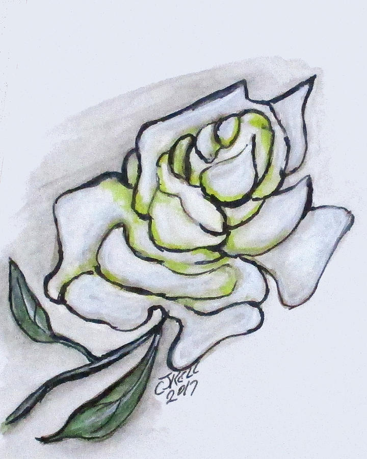 Stunning White Rose Painting by Clyde J Kell
