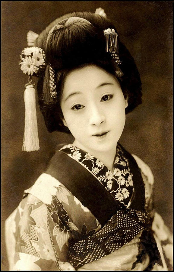Stunning Young Geisha in Beautiful Kimono with Lovely Kanzashi Photograph  by All Things Japan Gallery - Fine Art America