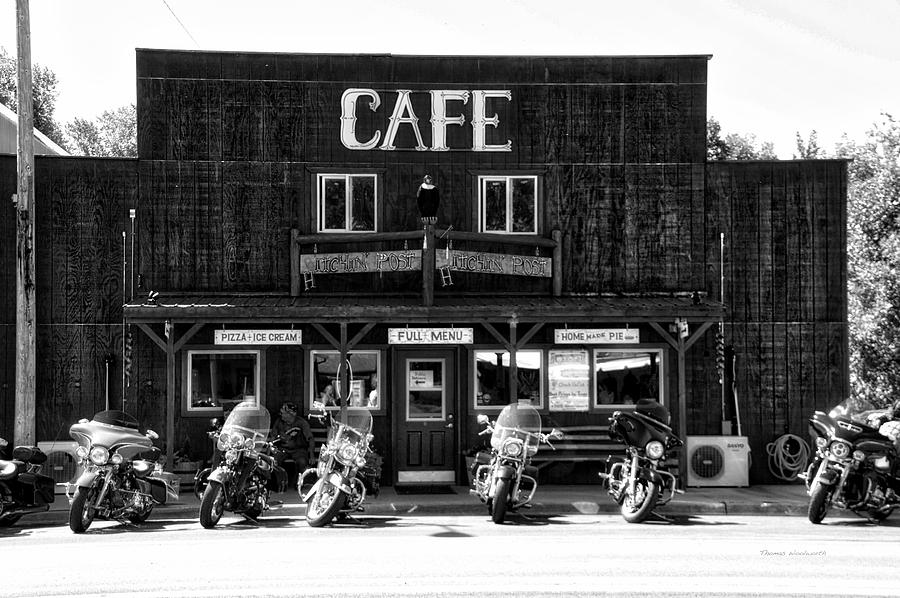 Sturgis Pit Stop Hulett Wyoming 04 BW Photograph by Thomas Woolworth