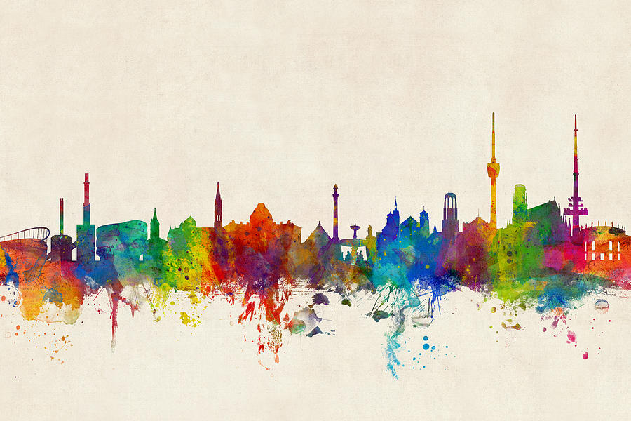 City Skyline Digital Art - Stuttgart Germany Skyline by Michael Tompsett City Skyline Digital Art - Stuttgart Germany Skyline by Michael Tompsett