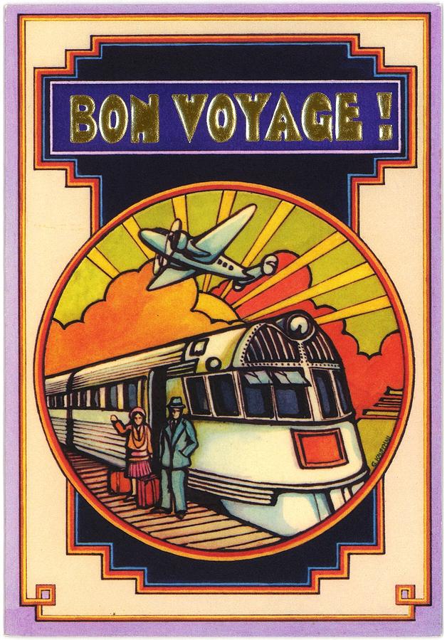Transportation Photograph - Stylized Bon Voyage Vintage Poster by Gillham Studios