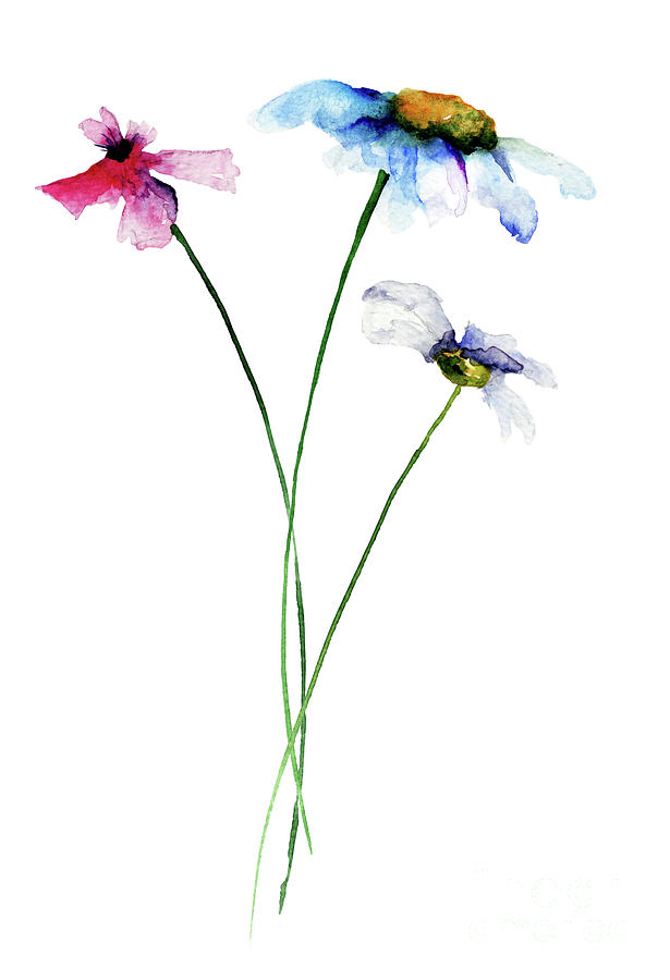 Flower Painting - Stylized flowers by Regina Jershova