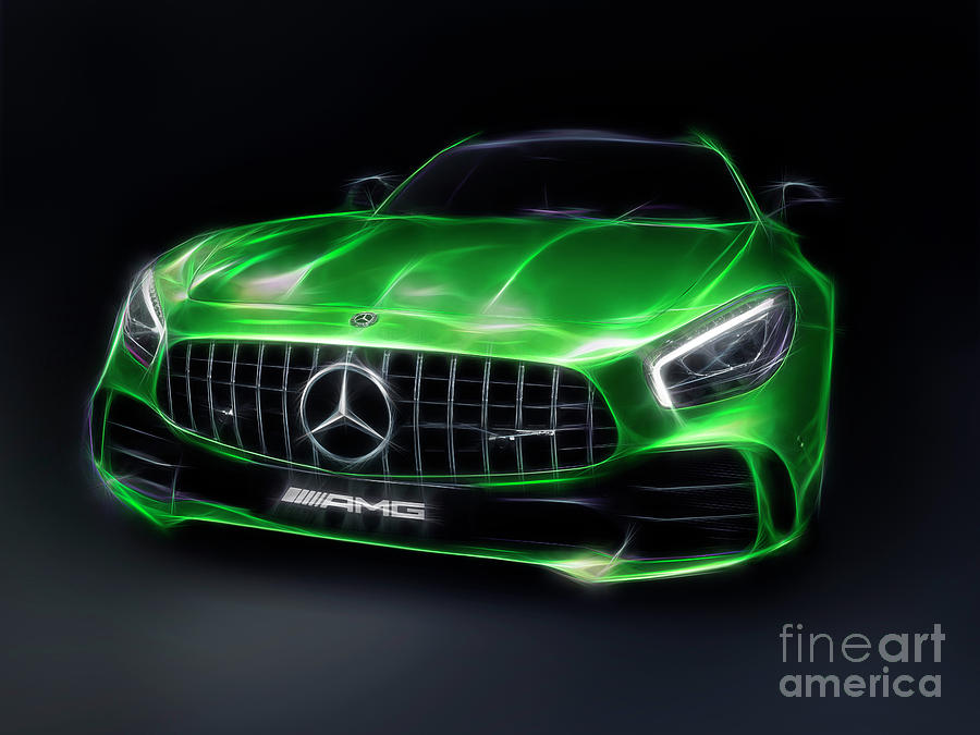 Stylized illustration 2017 Mercedes AMG GT R Coupe sports car Photograph by Maxim Images Exquisite Prints