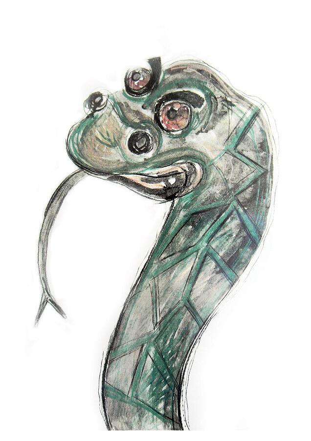 Snake Drawing - Stylized Original Illustration of Kaa by Marian Voicu