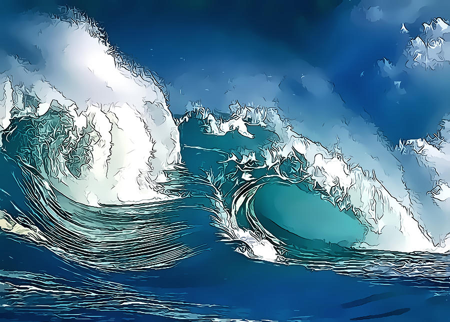 Wave Digital Art - Stylized Wave by Gareth Davies Wave Digital Art - Stylized Wave by Gareth Davies