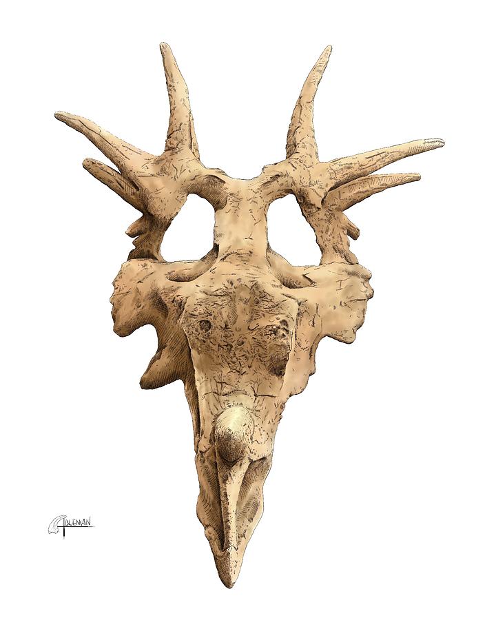 Styracosaur Skull Digital Art by Rick Adleman