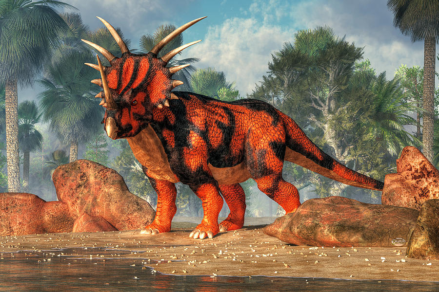 Jurassic Park Digital Art - Styracosaurus by Daniel Eskridge