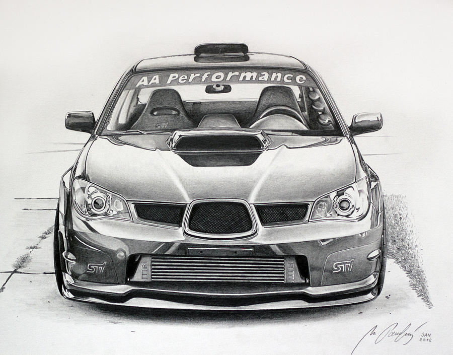Subaru Impreza WRX STI Drawing by Miro Porochnavy