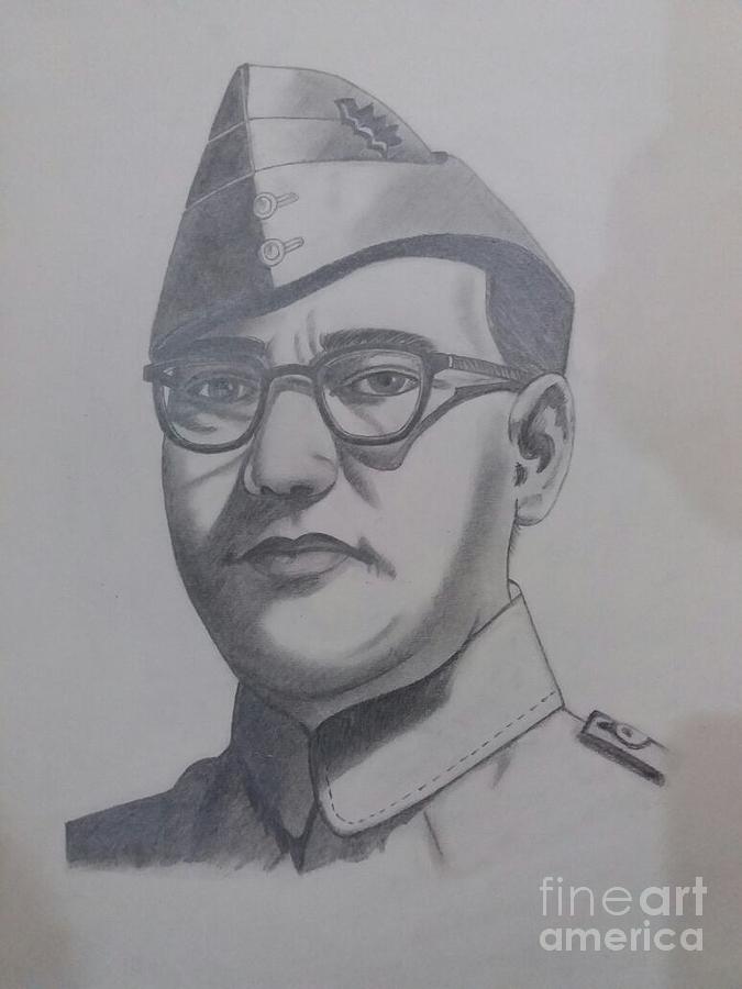 Subhash Chandra Bose, Drawing by Manoj Shukla | Artmajeur-saigonsouth.com.vn