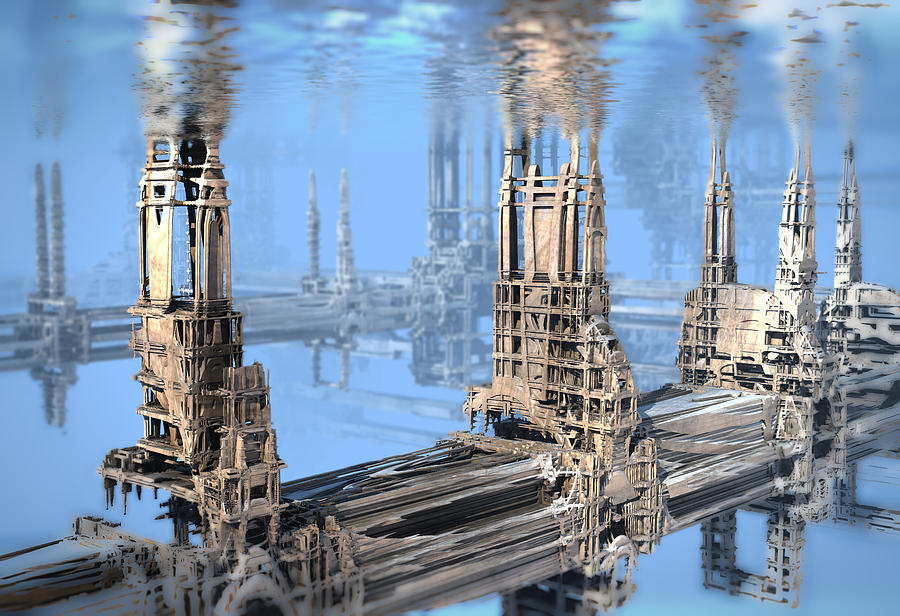 Submerged Structures Digital Art by Hal Tenny