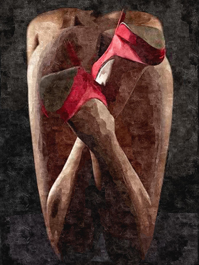Submission In Red - Rear View Painting