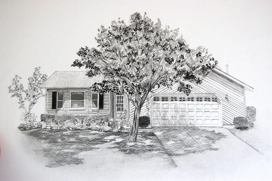 Suburban Home Drawing by Sue Olson