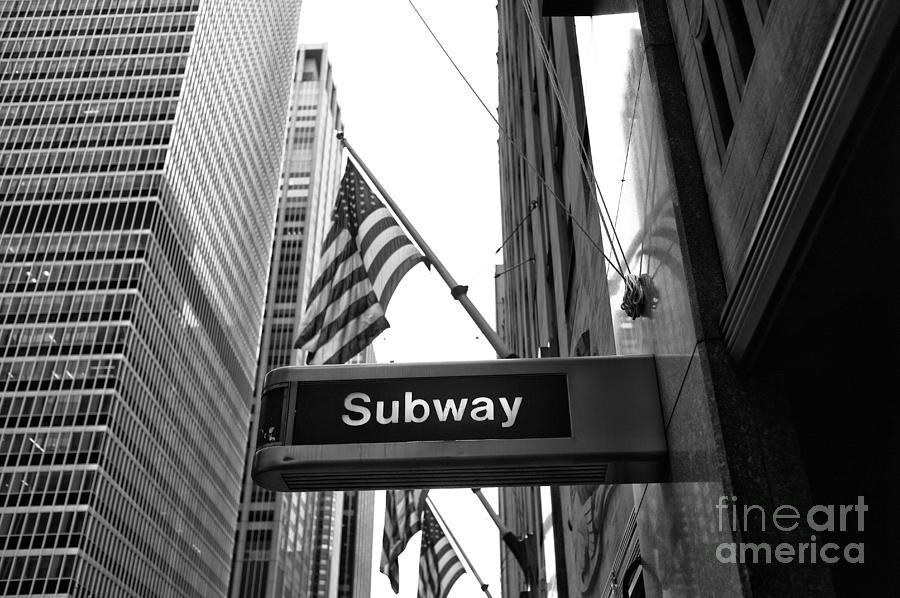 Subway Sign Photograph - Subway At Radio City Music Hall by John Rizzuto Subway Sign Photograph - Subway At Radio City Music Hall by John Rizzuto