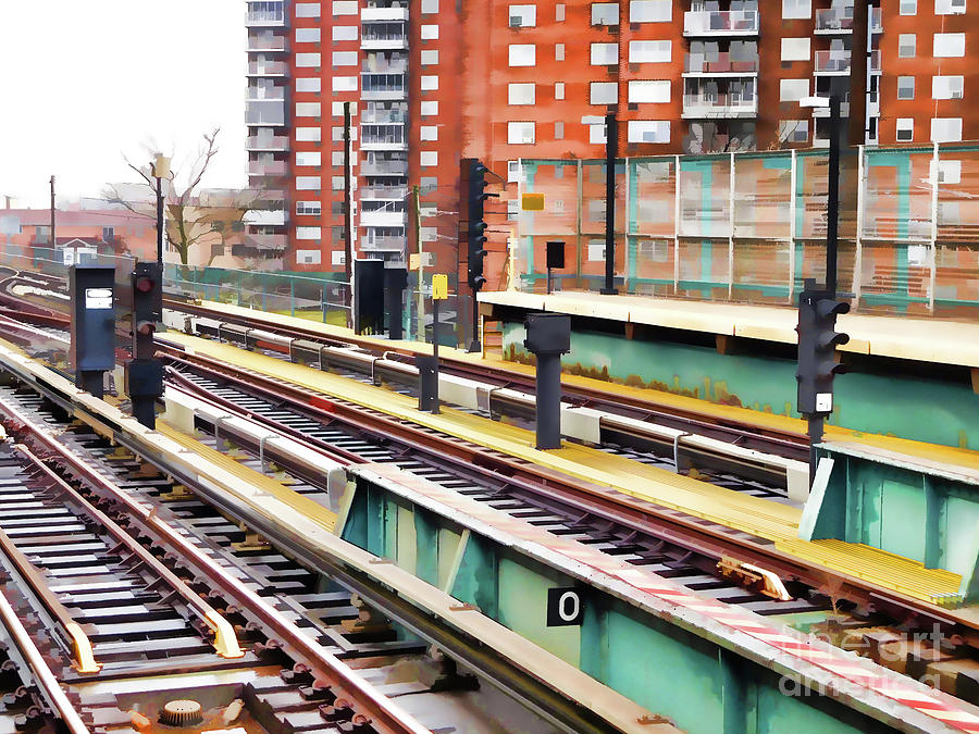 Subway platform at Bay 50 street Painting by Jeelan Clark