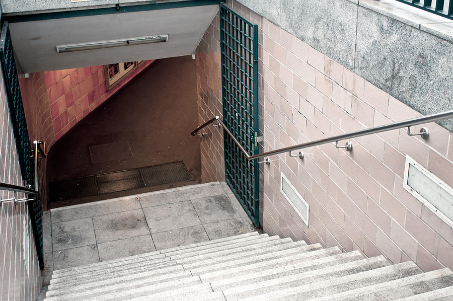 Architecture Photograph - Subway stairs by Tom Gowanlock