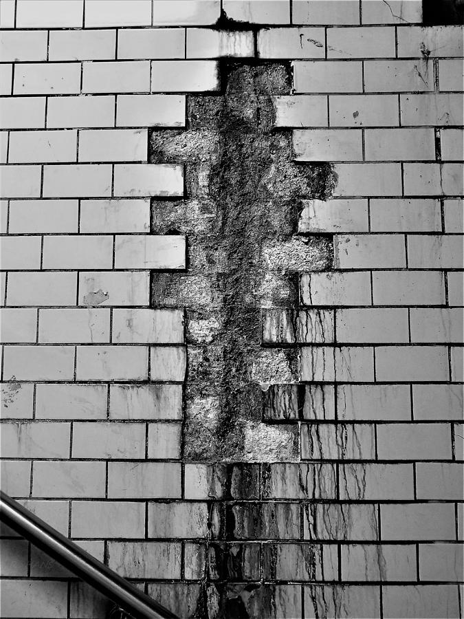 Subway Tile Rail B W Photograph by Rob Hans