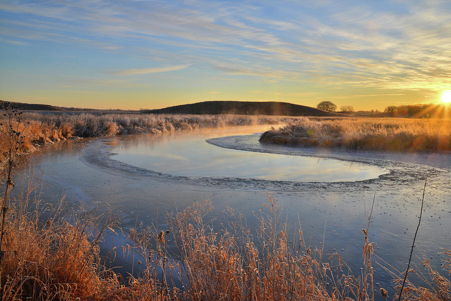 Subzero Sunrise on Nippersink Creek in Glacial Park Photograph by Ray Mathis