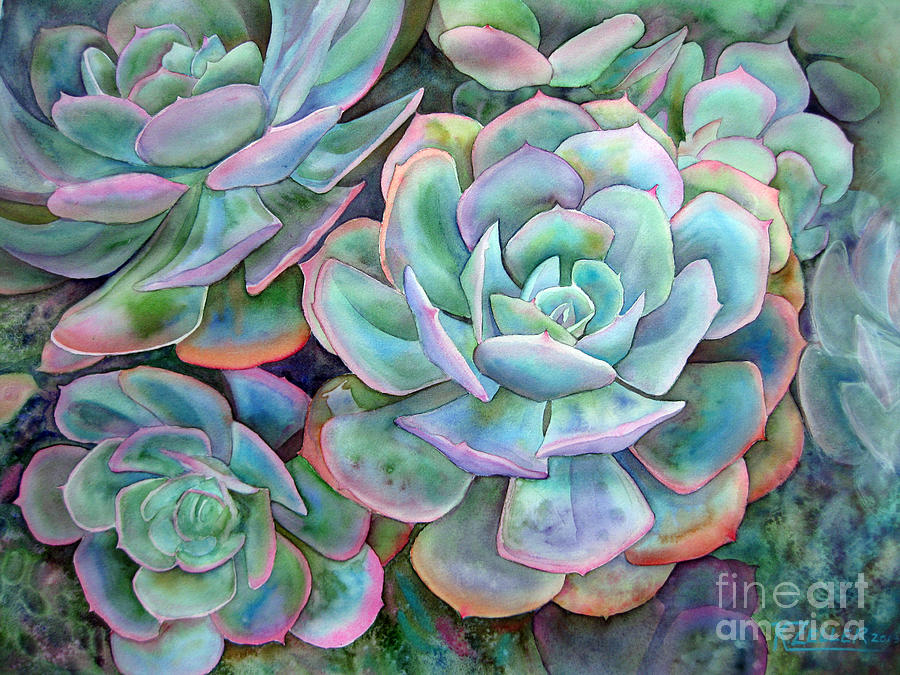Succulents II Painting by Karin Zeller