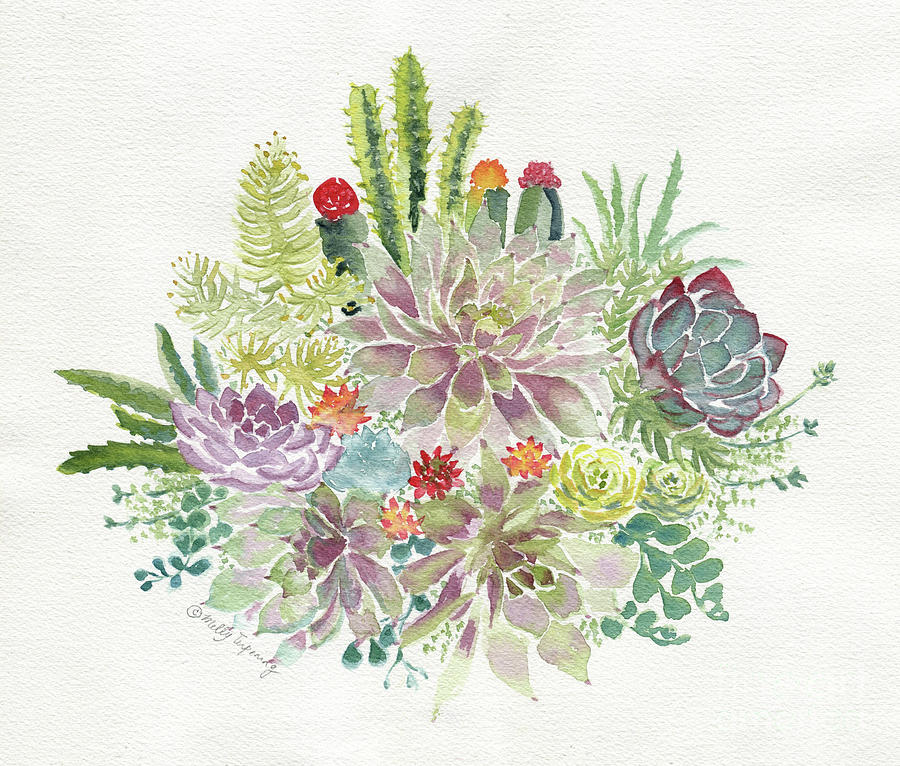 Succulents Painting by Melly Terpening