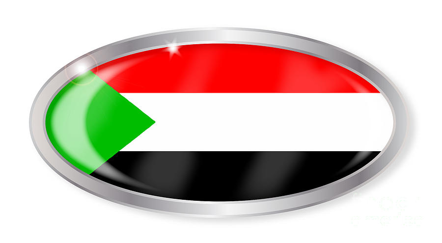 Sudan Flag Oval Button Digital Art by Bigalbaloo Stock - Fine Art America