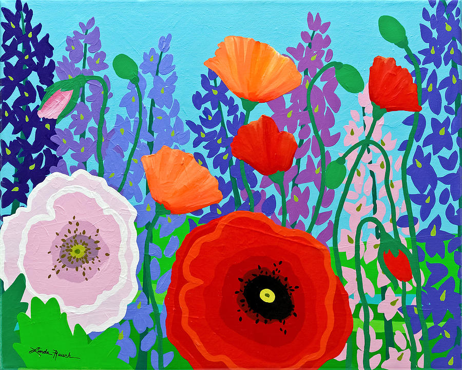 Sues Flower Bed Painting by Linda Rauch