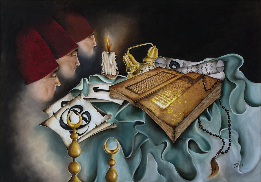Dervishes Painting - Sufi Dervishes by Nurhayat Koseoglu Altun