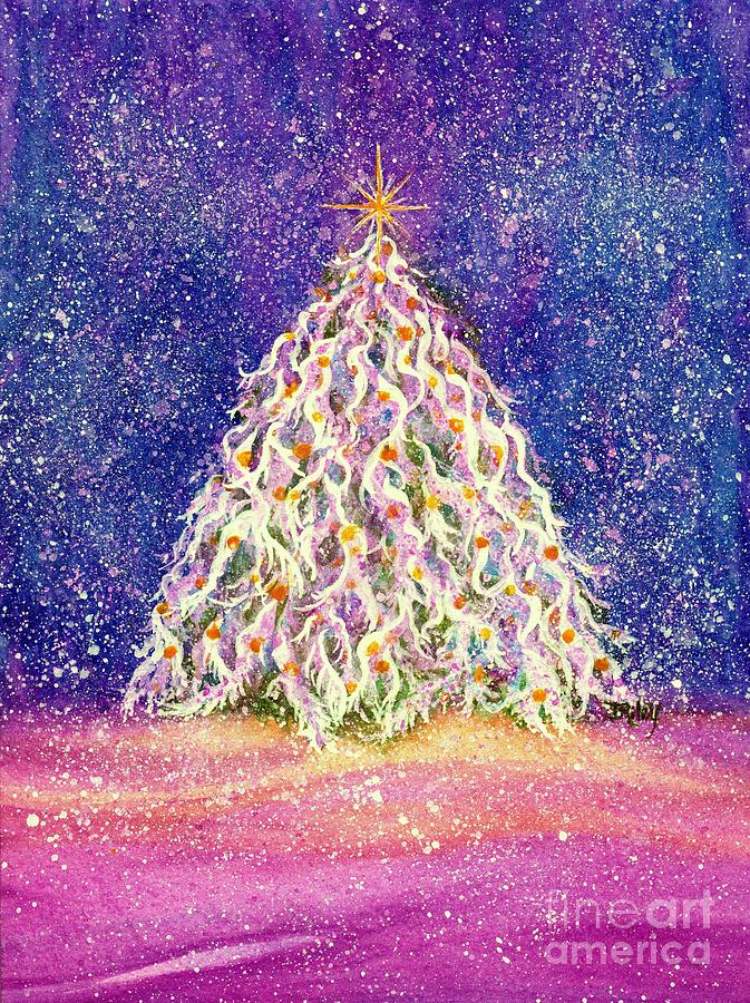 Sugar Plum Forest  - Christmas Tree Painting by Janine Riley