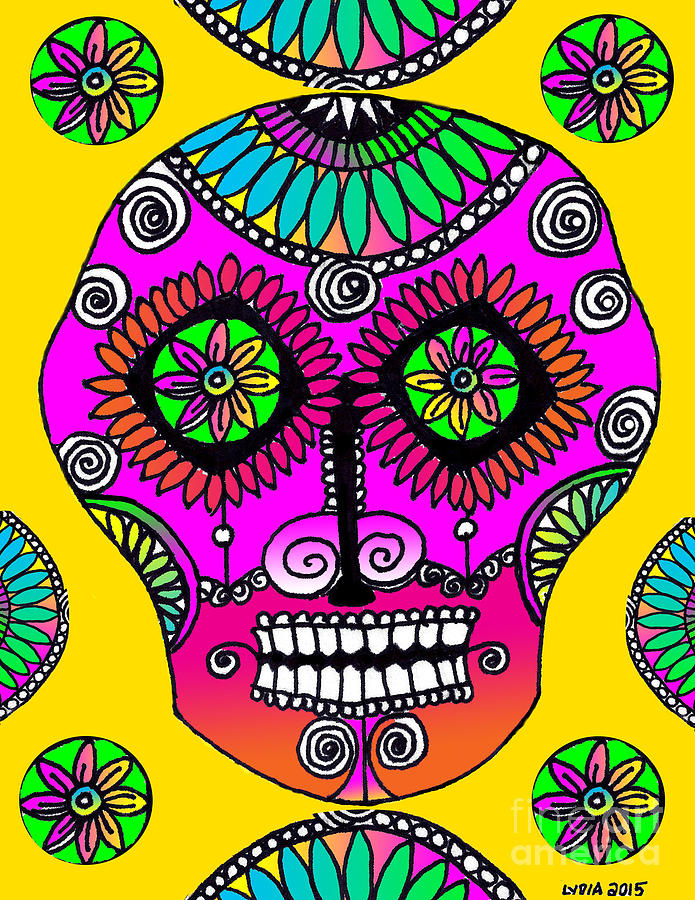 Sugar Skull Amarillo Drawing by Lydia L Kramer - Fine Art America