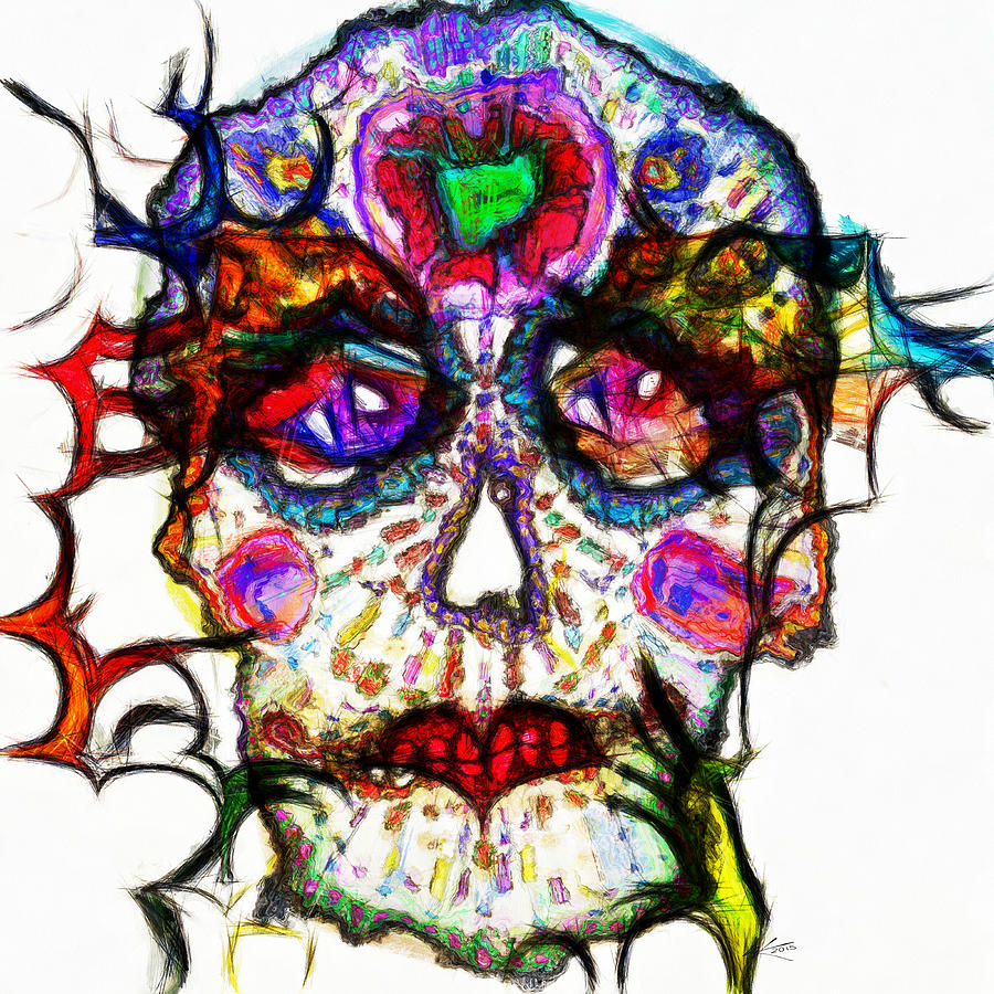 Sugar Skull Blues Digital Art by Kiki Art