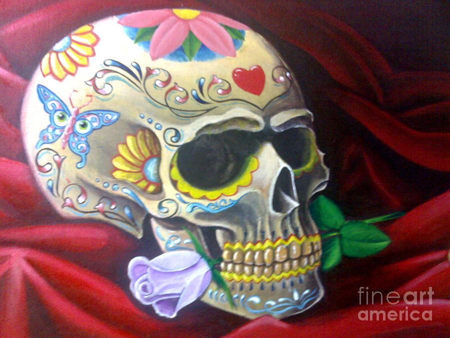 Skull Painting - Sugar skull by Daniel Lezama