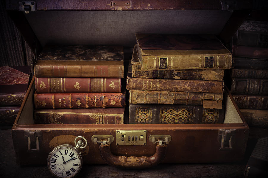 Book Photograph - Suitcase Full Of Books by Garry Gay