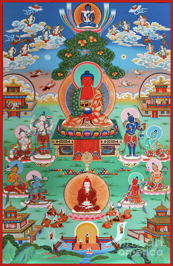 Sukhavati Pure Land of Buddha Amitabha Painting by Sergey Noskov