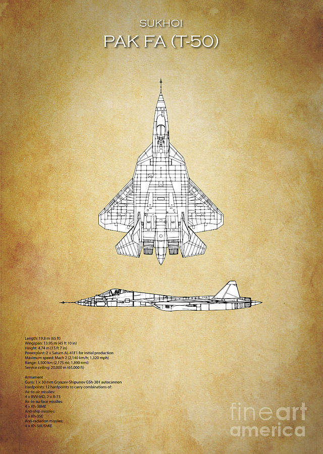 Sukhoi PAK FA T-50 Digital Art by Airpower Art