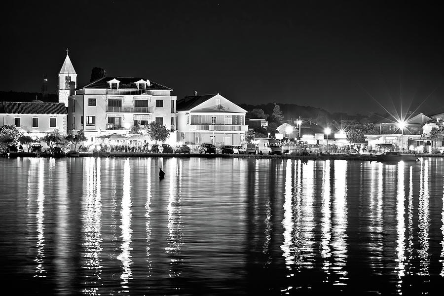 Sukosan Adriatic village evening black and white view, Photograph by Brch Photography