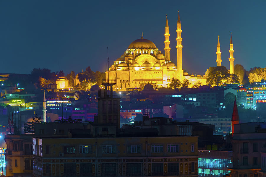 Suleymaniye Mosque at Istanbul Night  Photograph by Marek Poplawski